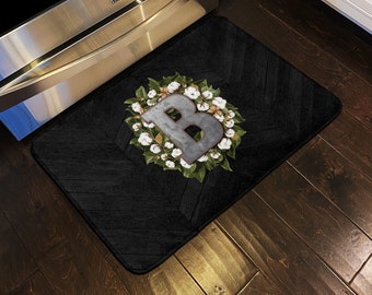 Floor Mat, Personalized Rug, Kitchen Rug, Personalized Floor Mat, Cushion Mat, Custom Floor Mat, Memory Foam Cushion, Cotton Wreath Metal
