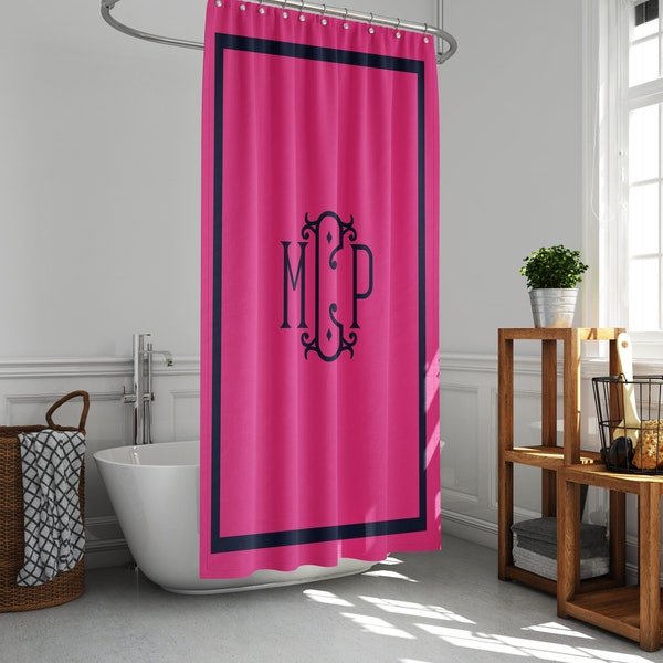 Monogrammed Shower Curtain Etsy