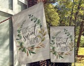 Welcome Flags, House Flags, Garden Flags, Porch Flags, Yard Flags, Farmhouse Rustic Chic, Succulent Wood Decor, Outdoor Decor