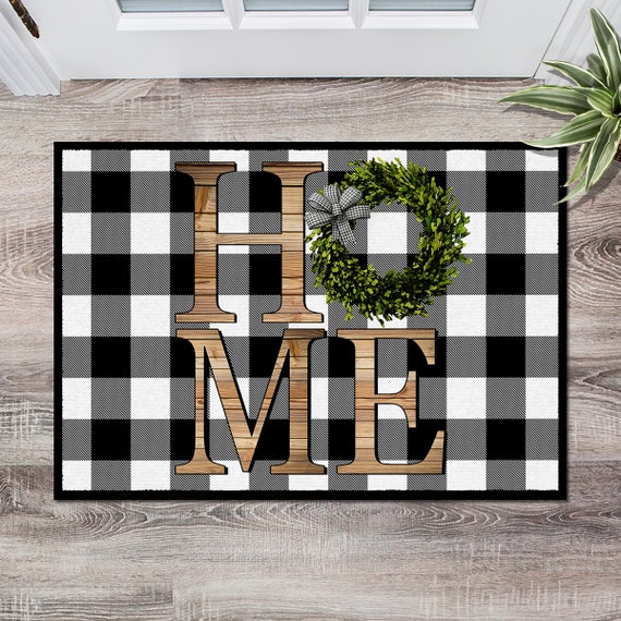 Door Mat, Outdoor Mat, Indoor Mat, Floor Mat, Entry Mat, Housewarming Gift,  Unique Gift, Farmhouse, Rustic, Outdoor Decor, Buffalo Check 