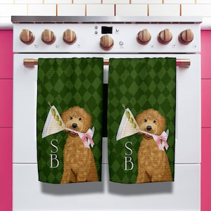 Personalized Kitchen Towels, Custom, Bar Cart Decor, Dish Towel, Party, Housewarming Gift, Dog Portrait Photo, Checkers Martini