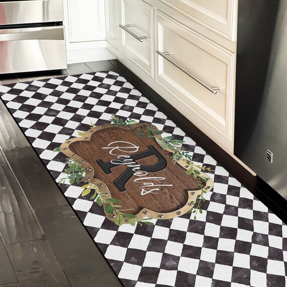 Runner Floor Mat, Personalized Rug, Large Kitchen Rug, Bath Personalized Mat,  Cushion Mat, Custom Floor Mat, Printed Cowhide Cowboy Design 