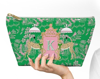Custom Mahjong Zip Bag, Tile Pouch, Travel, Tech, Game Bag, Chinoiserie, Preppy, Large, Monogram, Personalized, Letter, Initial, Dice, Toile