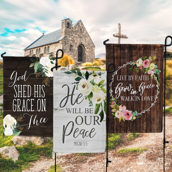 Religious Garden Flag Spiritual Garden Flags Scripture Gift Etsy