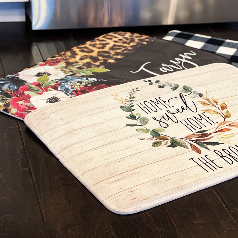Floor Mat Personalized Rug Kitchen Rug Custom Monogram | Etsy