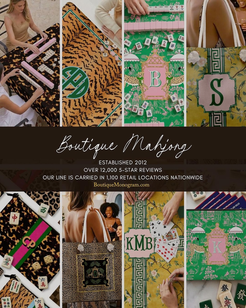 Custom Mahjong Mat, Neoprene, Personalized, Monogram, Letter, Initial, Preppy, Chinoiserie, Tibetan Tigers, Hide Rug Design Bild 5
