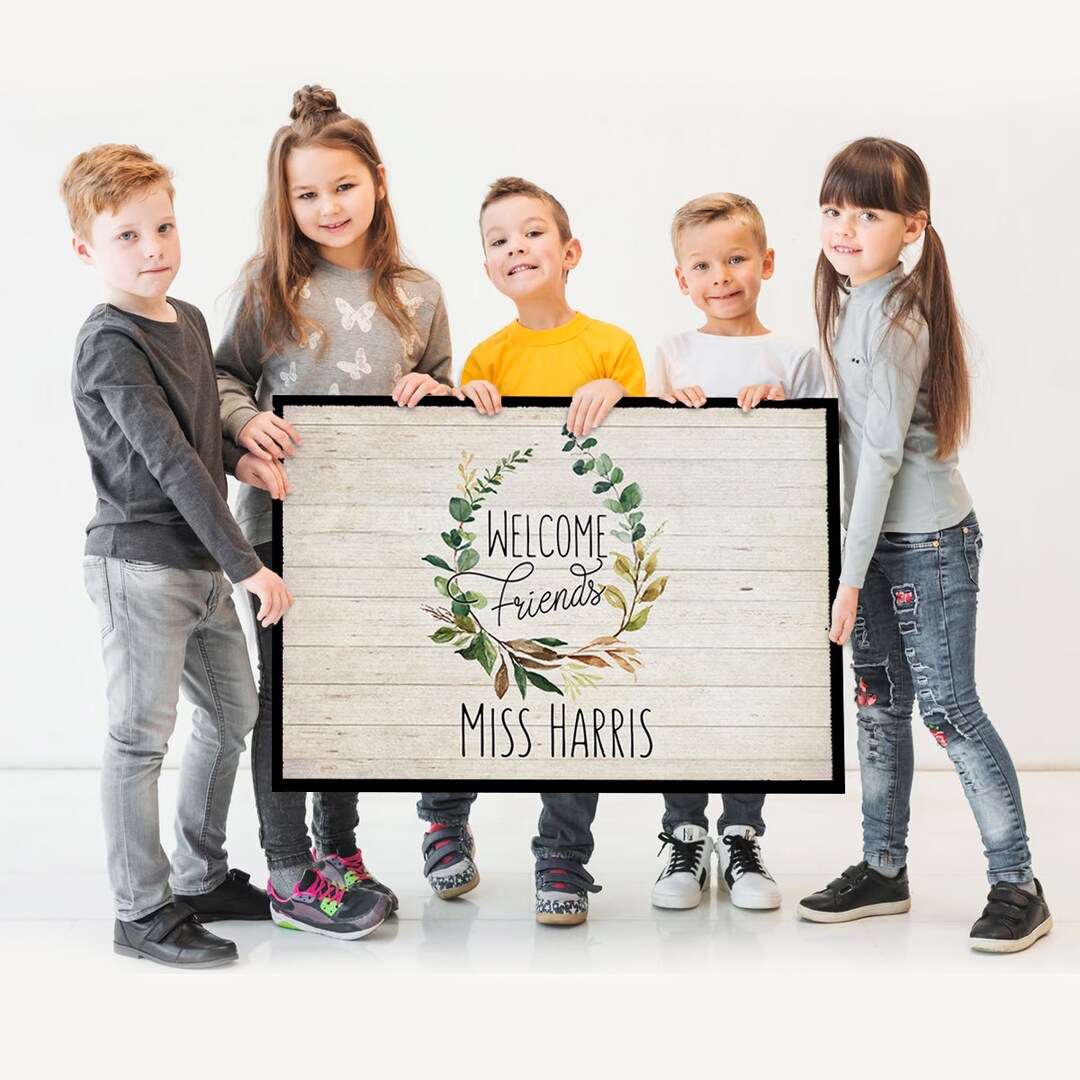 Personalized Teacher Doormat Custom Classroom Teacher Door Etsy