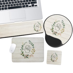 Mouse Pad, Personalized Mouse Pads, Keyboard Wrist Rest, Custom Gel Mouse Pad With Wrist Rest, Monogrammed MousePad, Faux Light Wood