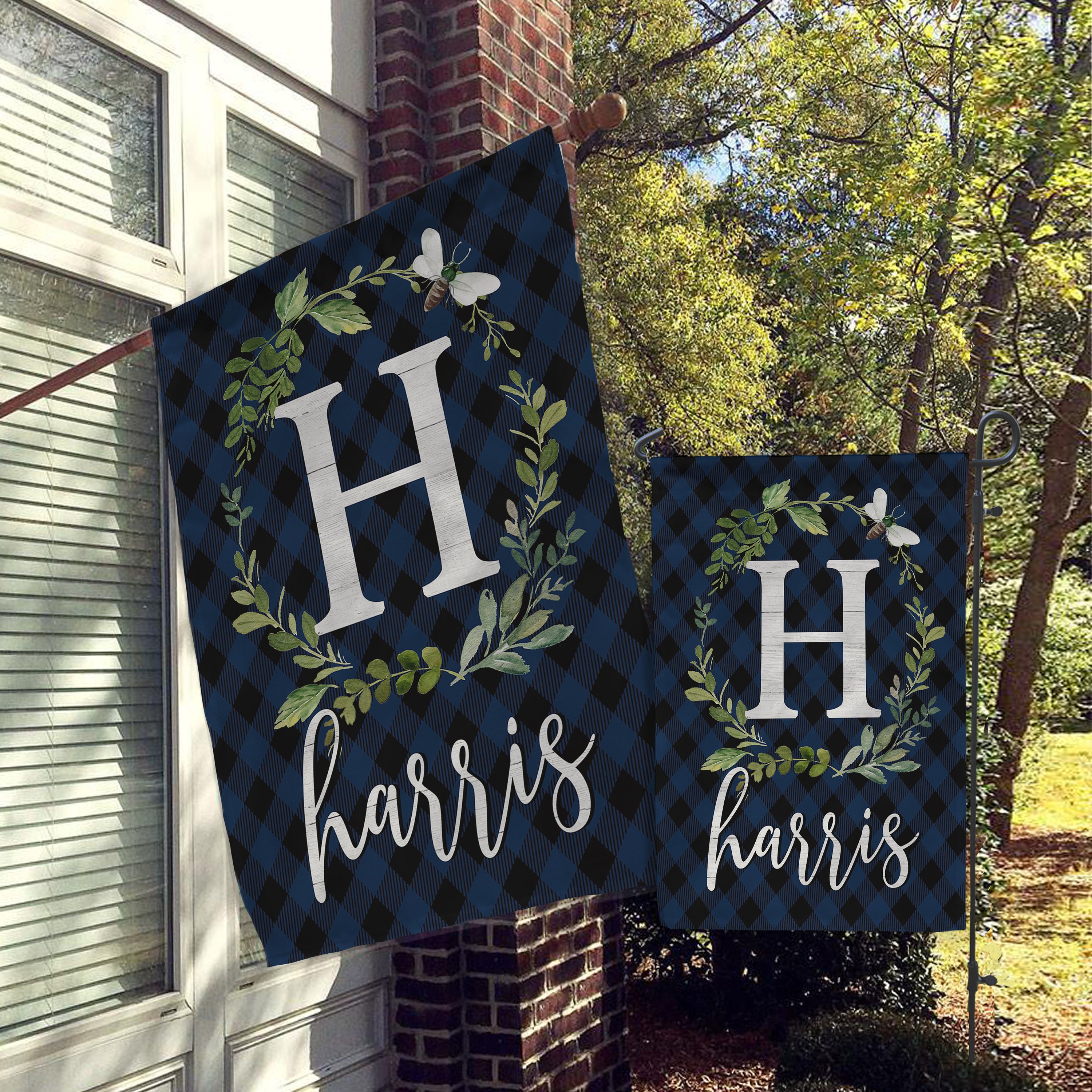 Navy Blue Garden Flag Personalized Etsy