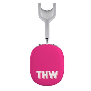 May include: Pink wireless headphones with a white headband and the text "THW" in a white and pink font.