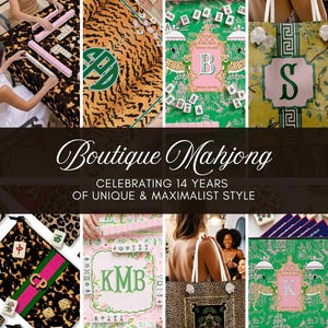 Custom Mahjong Mat, Neoprene, Personalized, Monogram, Letter, Initial, Preppy, Tropical, Summer, Stripes, Lemons, Pink Green Orange Yellow image 6