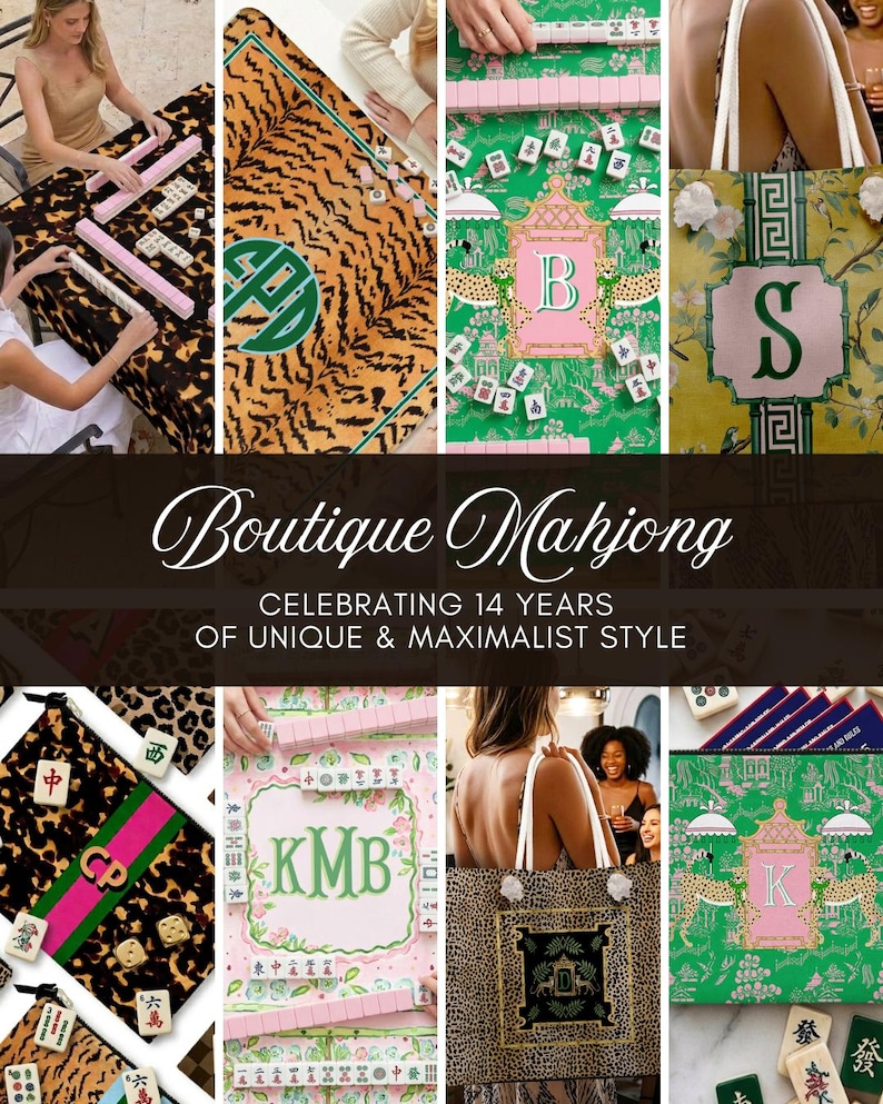 Custom Mahjong Mat, Neoprene, Personalized, Monogram, Letter, Initial, Preppy, Tropical, Summer, Stripes, Lemons, Pink Green Orange Yellow image 6
