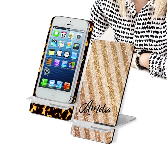 Personalized Cell Phone Stands Monogrammed Stand Custom Desk Holder Accessory Iphone Samsung Droid