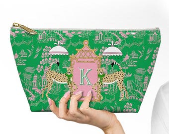 Custom Mahjong Card Zip Accessory Bag, Pouch, Game, Chinoiserie, Card Holder, Monogram, Personalized, Letter, Initial, Dice, Toile, Gift