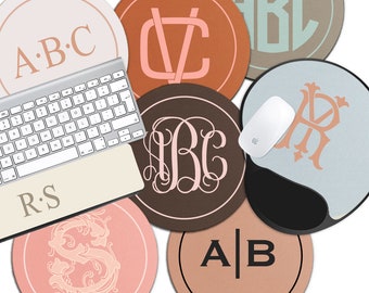 Monogrammed Mouse Pad, Personalized Wrist Cushion Pad, Monogram Initial Gel Mouse Pad, Mouse Pad, Classy Boho Neutral Minimalist