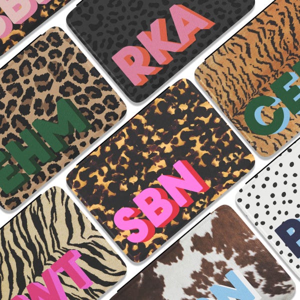 Gepersonaliseerde Kindle-hoes, 6", 6,8", 7", 11e generatie, paperwhite, colorsoft, handtekening, aangepaste omslag, handvat, grote initialen, schildpad, luipaard, koe