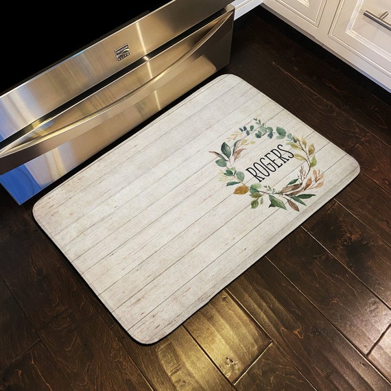 Floor Mat, Personalized Rug, Kitchen Rug, Personalized Floor Mat, Cushion  Mat, Custom Floor Mat, Memory Foam Cushion, Farmhouse Wood Wreath 