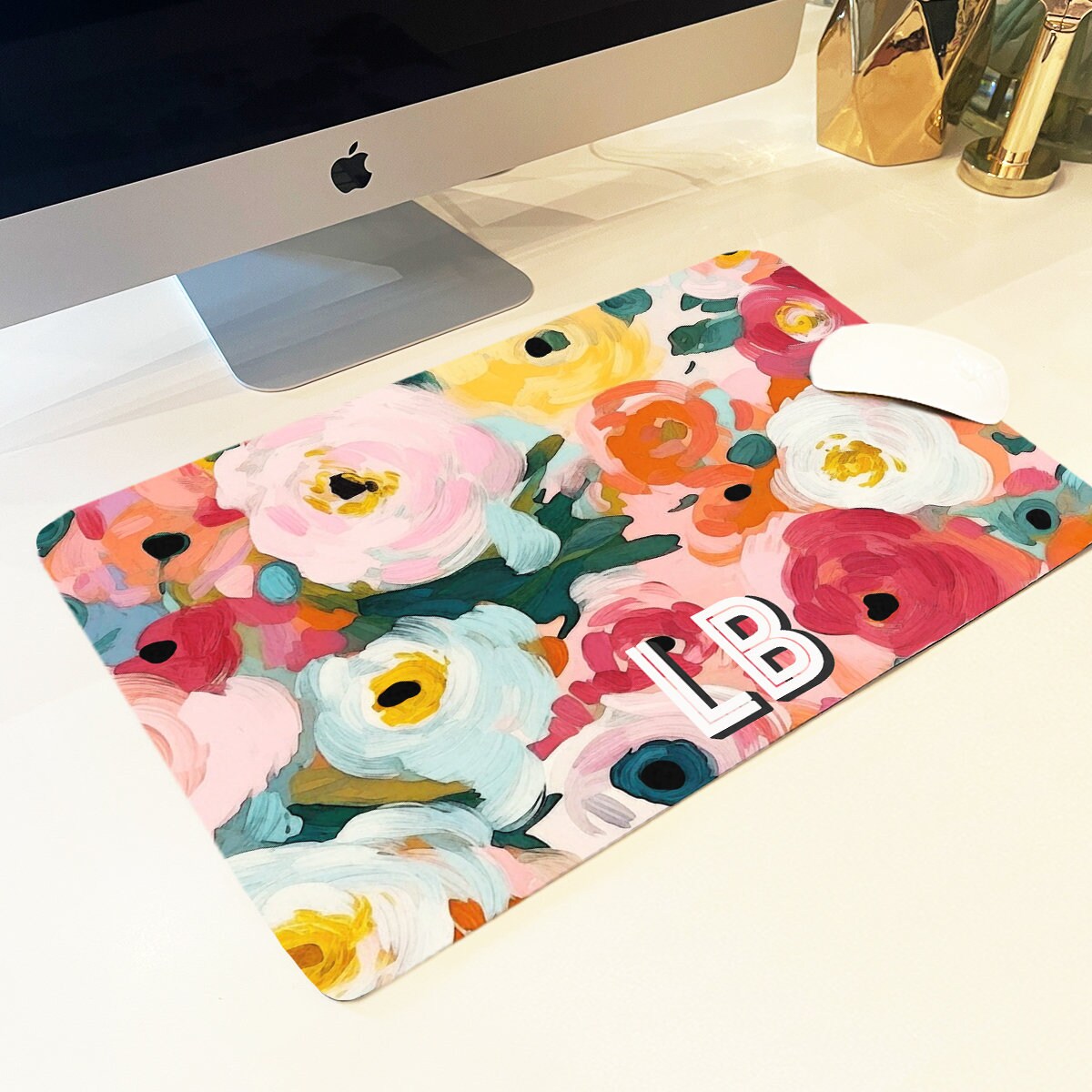 Custom Computer Desk Pad Custom Desk Pad, Personalized Table Cushion Pad, Initial Blotter Mat ...