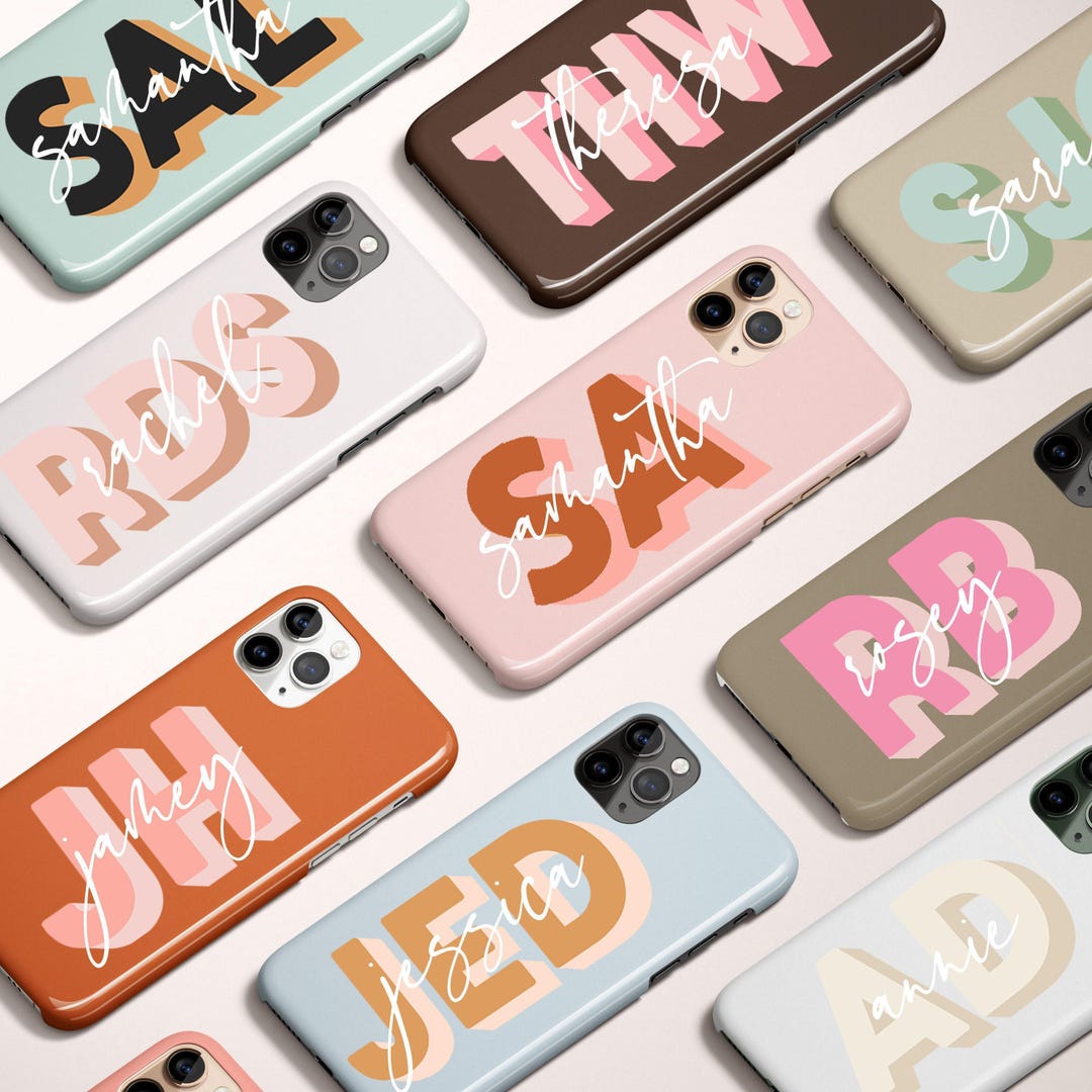 Personalized Shadow Initial Phone Case, Custom Name Case, iPhone 15 ...