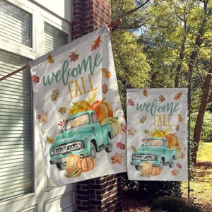 Garden Flag, House Flag, Welcome Fall Flag, Pumpkin Home Decor, Farmhouse Garden Flag, Harvest Farmhouse Decor, Yard Decor, Outdoor Decor