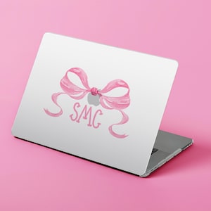 Custom MacBook Case, Air, Pro, Personalized Laptop Cover, 2-Pieces, Monogram Tech, Preppy, Initials, Name, Fancy Love Bow, Pink or Blue