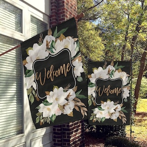 Welcome Garden Flag, House Flag, Garden Flags, Porch Flags, Yard Flags, Farmhouse Rustic Chic, Summer Floral Wood Home Decoration