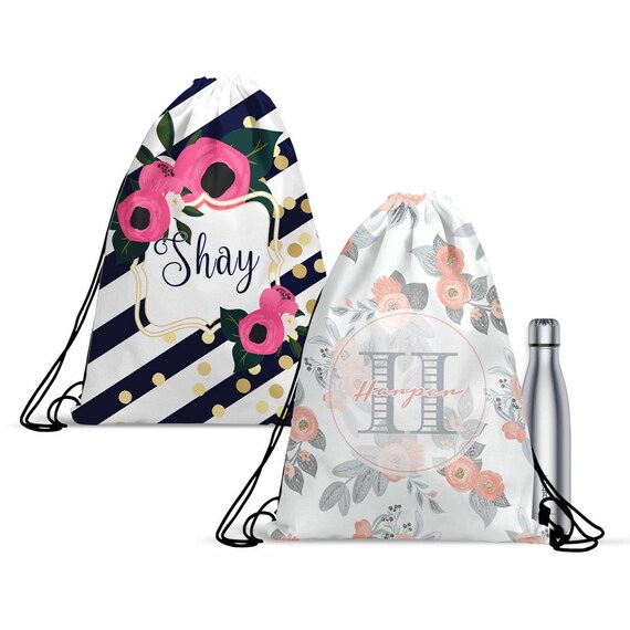 Personalized Backpack Custom DrawString Backpack Monogrammed Etsy