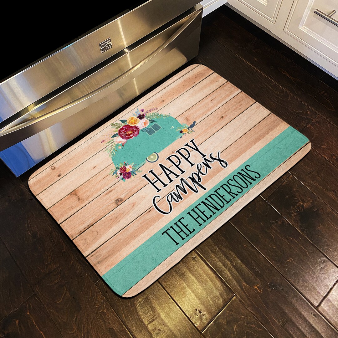 Personalized Camping Mat Custom Camp Site Floor Mat Kitchen Etsy