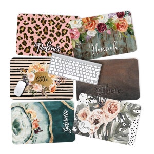 Custom Desk Pad, Personalized Desk Cushion Pad, Monogrammed Desk Blotter Mat, Large Mouse Pad, Leopard, Geode, Farmhouse Floral