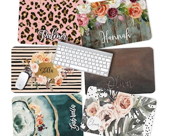 Custom Desk Pad, Personalized Desk Cushion Pad, Monogrammed Desk Blotter Mat, Large Mouse Pad, Leopard, Geode, Farmhouse Floral