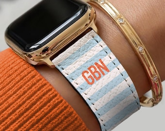 Correa personalizada para Apple Watch, correa personalizada, reloj inteligente, 38, 40, 41, 42, 44, 45, 49, 3 4 5 6 7 8 9 10 SE, letra, iniciales, rayas