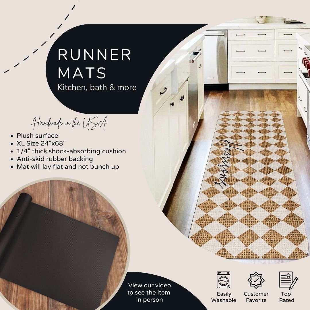 Runner Floor Mat, Personalized Rug, Large Kitchen Rug, Bathroom  Personalized Mat, Cushion Mat, Custom Floor Mat, Initial Herringbone  Pattern 