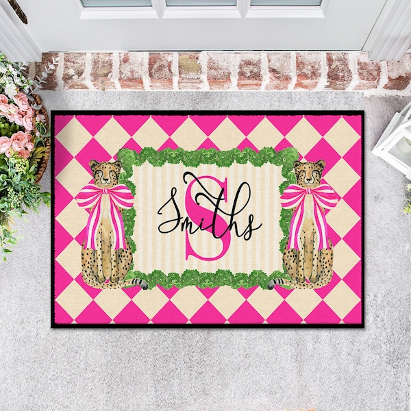 Pink Cheetah Print Door Mat