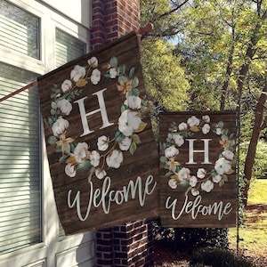 Personalized Flag, Welcome Garden Flag, Welcome House Flag, Farmhouse Garden Flag, Harvest Cotton Farmhouse Decor, Yard Decor, Outdoor Decor