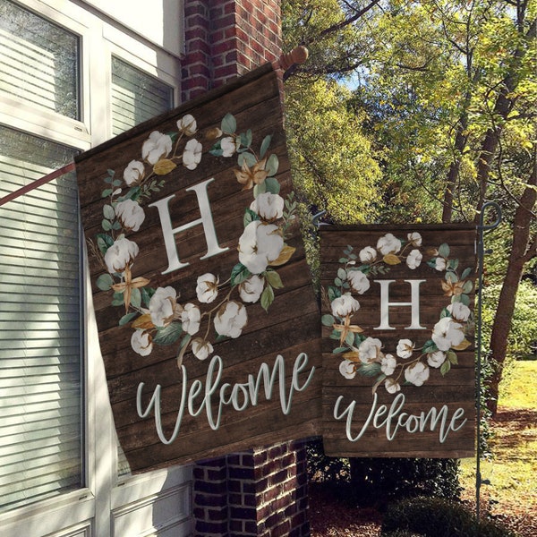 Personalized Flag, Welcome Garden Flag, Welcome House Flag, Farmhouse Garden Flag, Harvest Cotton Farmhouse Decor, Yard Decor, Outdoor Decor