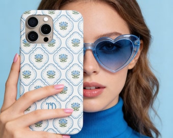 Spersonalizowane etui na telefon z inicjałem, niestandardowy monogram, 16e, 15, 14, 17, Magsafe, Pro, Plus, Modern Preppy, Grand Millennial, Grandma Coastal