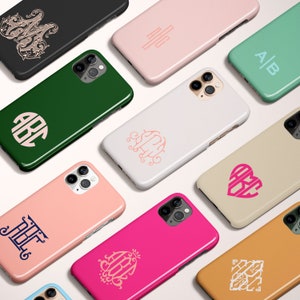 Personalized Monogram Phone Case, Custom Name Case, iPhone 15 Case, iPhone 16se, Magsafe, Iphone 16, Pro Max, Mini, choose colors, monogram