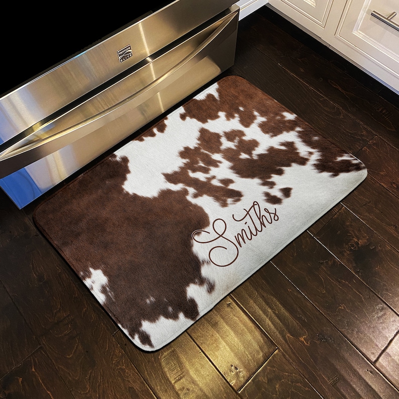 Floor Mat, Personalized Rug, Kitchen Rug, Personalized Floor Mat, Cushion Mat, Custom Floor Mat, Memory Foam, Western Printed Cowhide Cowboy