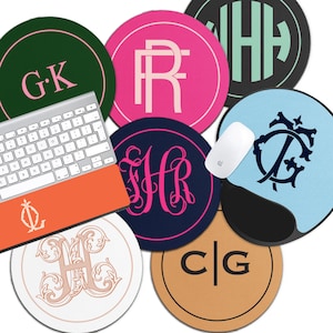 Monogrammed Mouse Pad, Personalized Wrist Cushion Pad, Monogram Initial Gel Mouse Pad, Mouse Pad, Modern Maximalist, Bold Color Monogram
