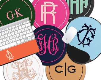 Monogrammed Mouse Pad, Personalized Wrist Cushion Pad, Monogram Initial Gel Mouse Pad, Mouse Pad, Modern Maximalist, Bold Color