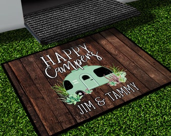 Personalized Camping Mat, Custom Camp Site Door Mat, Monogram Camping Floor Mat, Unique Camping Gift, Custom Motorhome RV Gift, Travel Gift