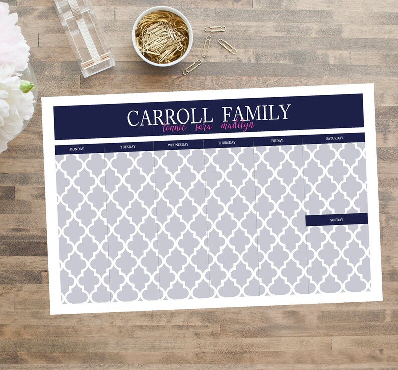 Personalized Desk Paper Pad Desk Calendar Custom Monogram Etsy
