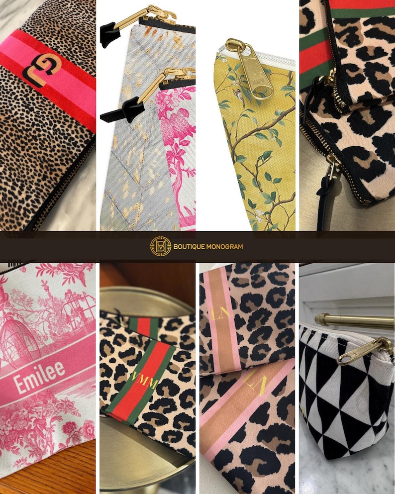 Custom Mahjong Zip Bag, Tile Pouch, Game Bag, Preppy, Large, Monogram, Personalized, Letter, Initial, Tortoise, Leopard image 13