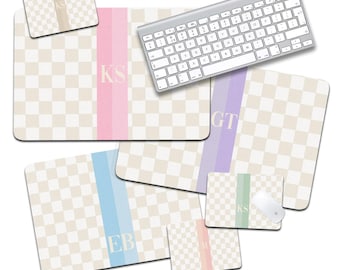 Custom Desk Pad, Personalized Cushion Pad, Initial Blotter Mat, Mouse Pad,  Grand Millennial, Pastel Checker, Green, Blue, Pink, Purple, Tan