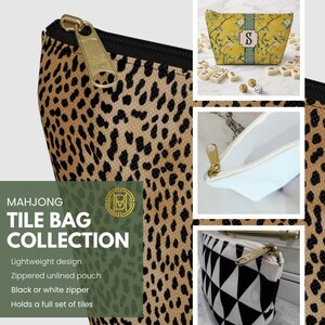 Custom Mahjong Zip Bag, Tile Pouch, Games, Large, Monogram, Personalized, Letter, Initial, Preppy, Ginger jar, Oranges, Chinoiserie image 6