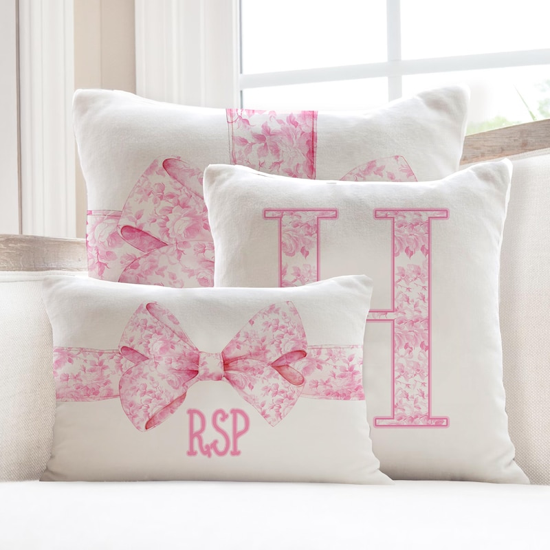 Pink Bows Pillow Case With Insert