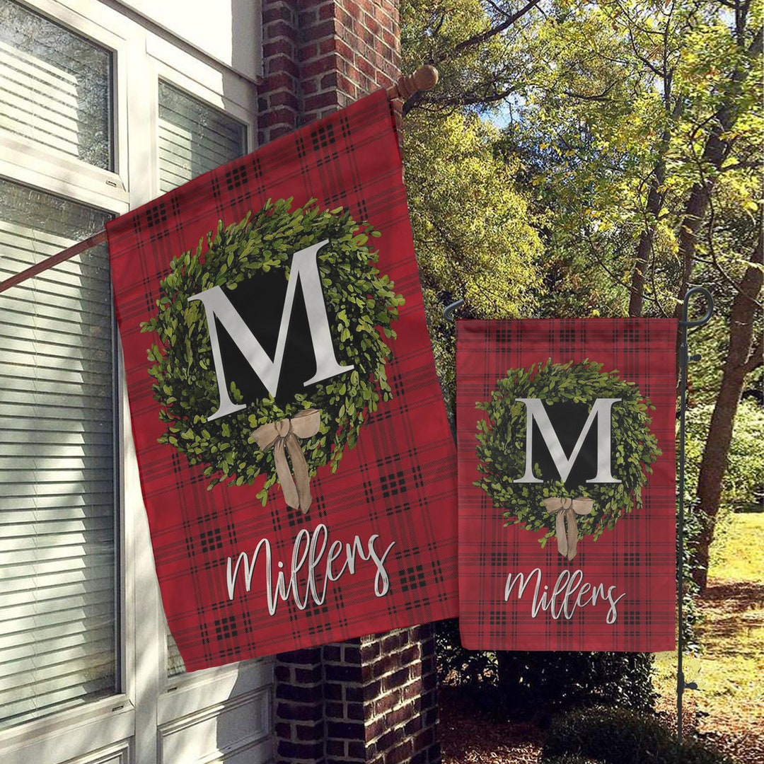Custom Custom Monogrammed House Flag, Christmas Garden Flag, Holiday