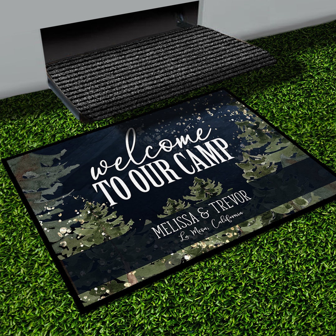 Personalized Camping Mat, Custom Camp Site Door Mat, Monogram Camping
