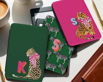 Personalized Kindle Case, Paperwhite 7”,Colorsoft Signature 2024, Custom Cover, Handle, Initials, Animal, Print, Leopard, Zebra, Tiger