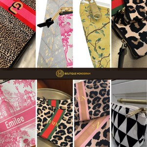 Sac zippé personnalisé pour mahjong, pochette à carreaux, jeux, monogramme, personnalisation, lettre, chic, pastel palmier tropical, guépard léopard, singe image 8
